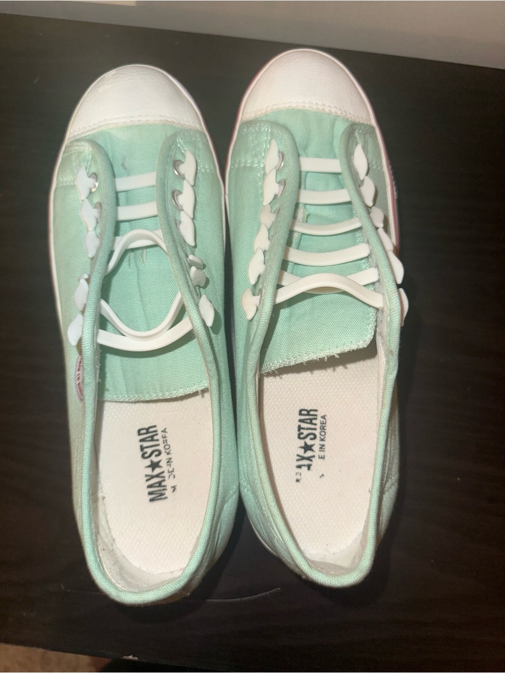 Platform Canvas Sneakers in Mint Green and White - Picture 3 of 4